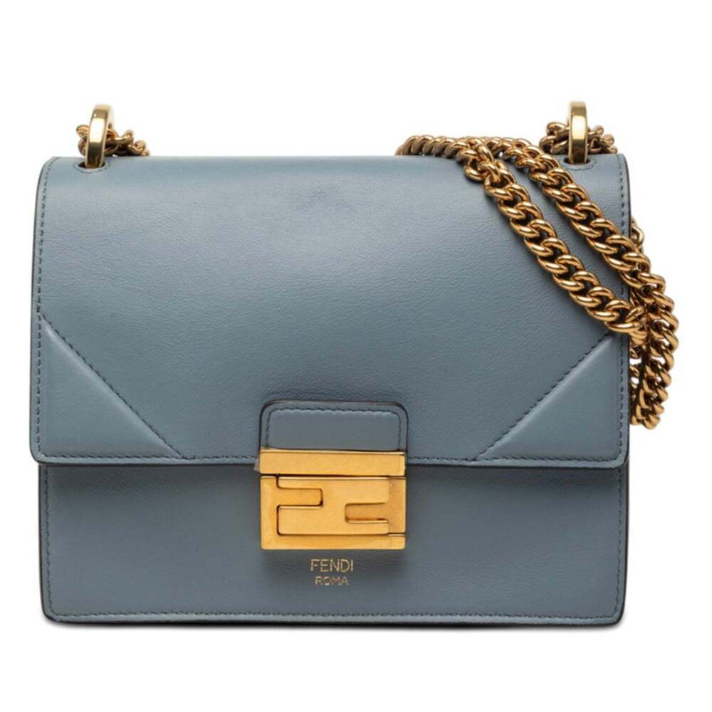 Fendi Can You Small Chain Shoulder Bag 8BT312 Blue Leather Women's FENDI